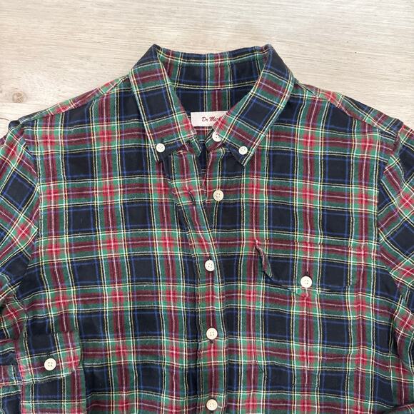 Dr. Martens Black Red Green Plaid Flannel Shirt Tunic Size Medium - Picture 2 of 5